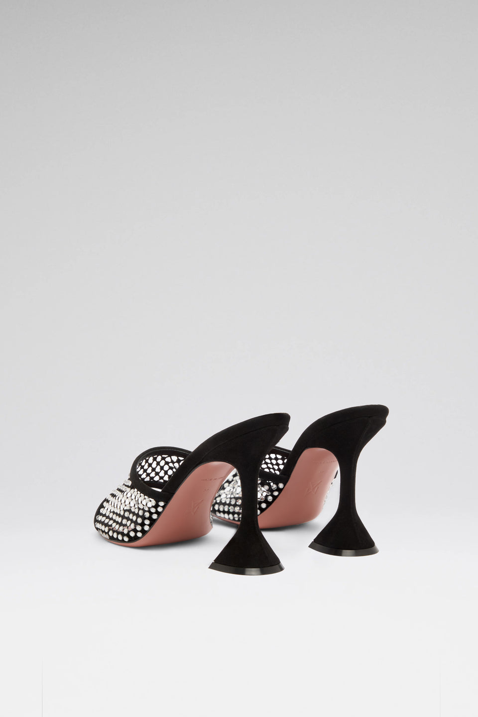 Lupita Crystal Net Slipper Black Suede And White Crystals