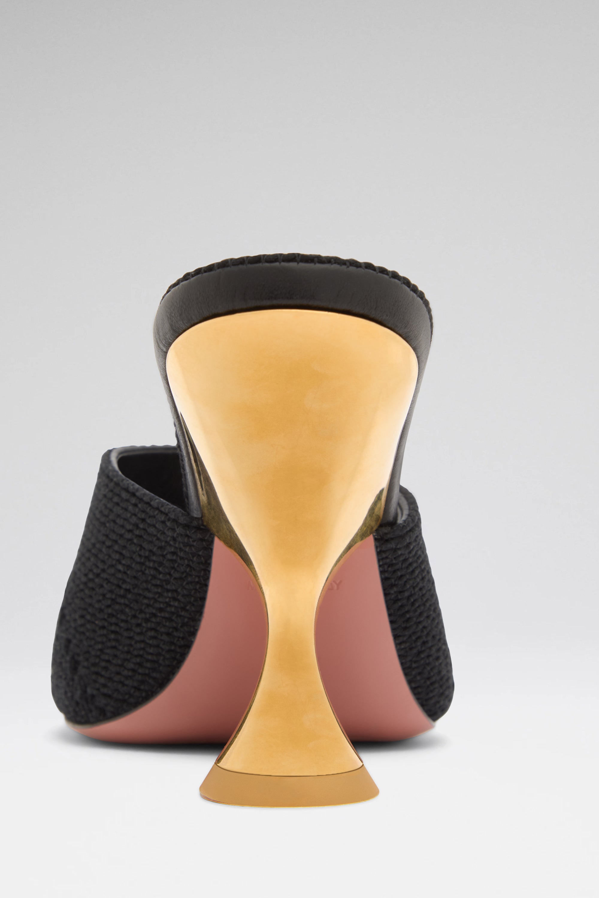 Taylor Woven Slipper 90 Black Woven Raffia And Gold Metal Heel