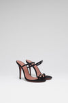 Adut Thong Slipper 105 Black Satin And White Crystal Buckle