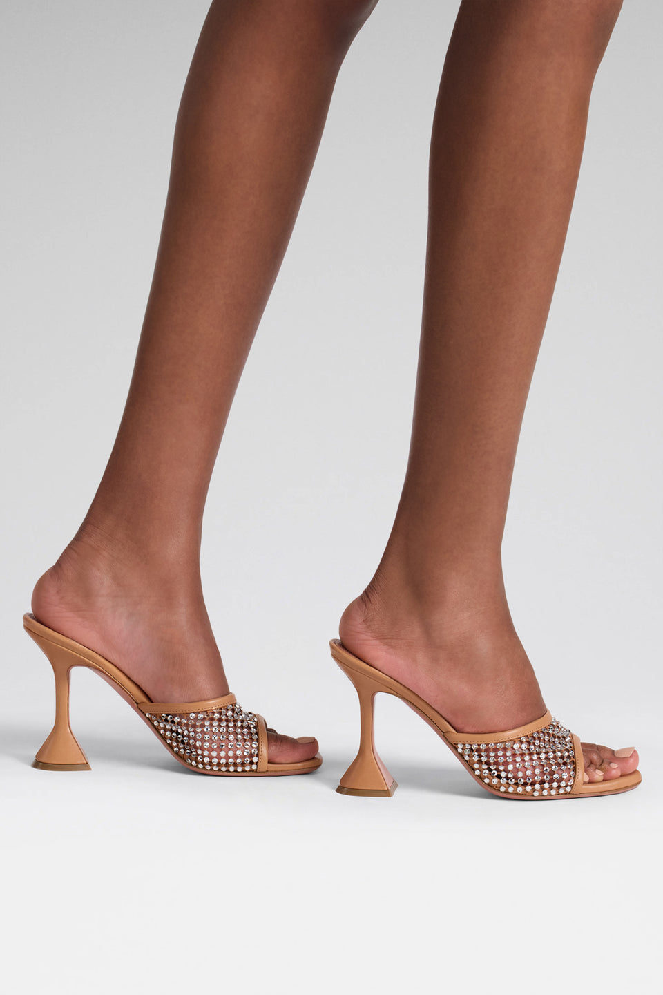 Lupita Crystal Net Slipper Latte Nappa And White Crystals