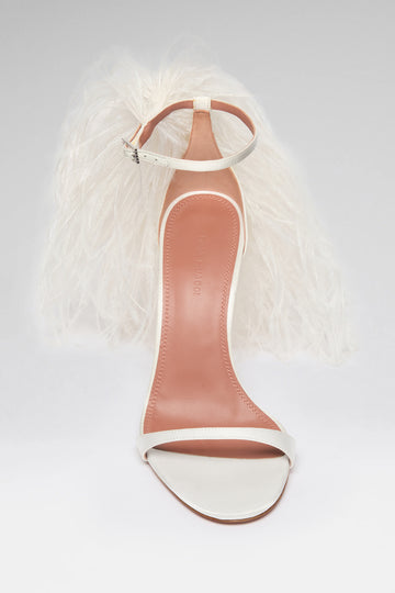 Jerry Sandal 105 White Satin And White Feathers
