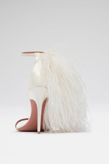 Jerry Sandal 105 White Satin And White Feathers