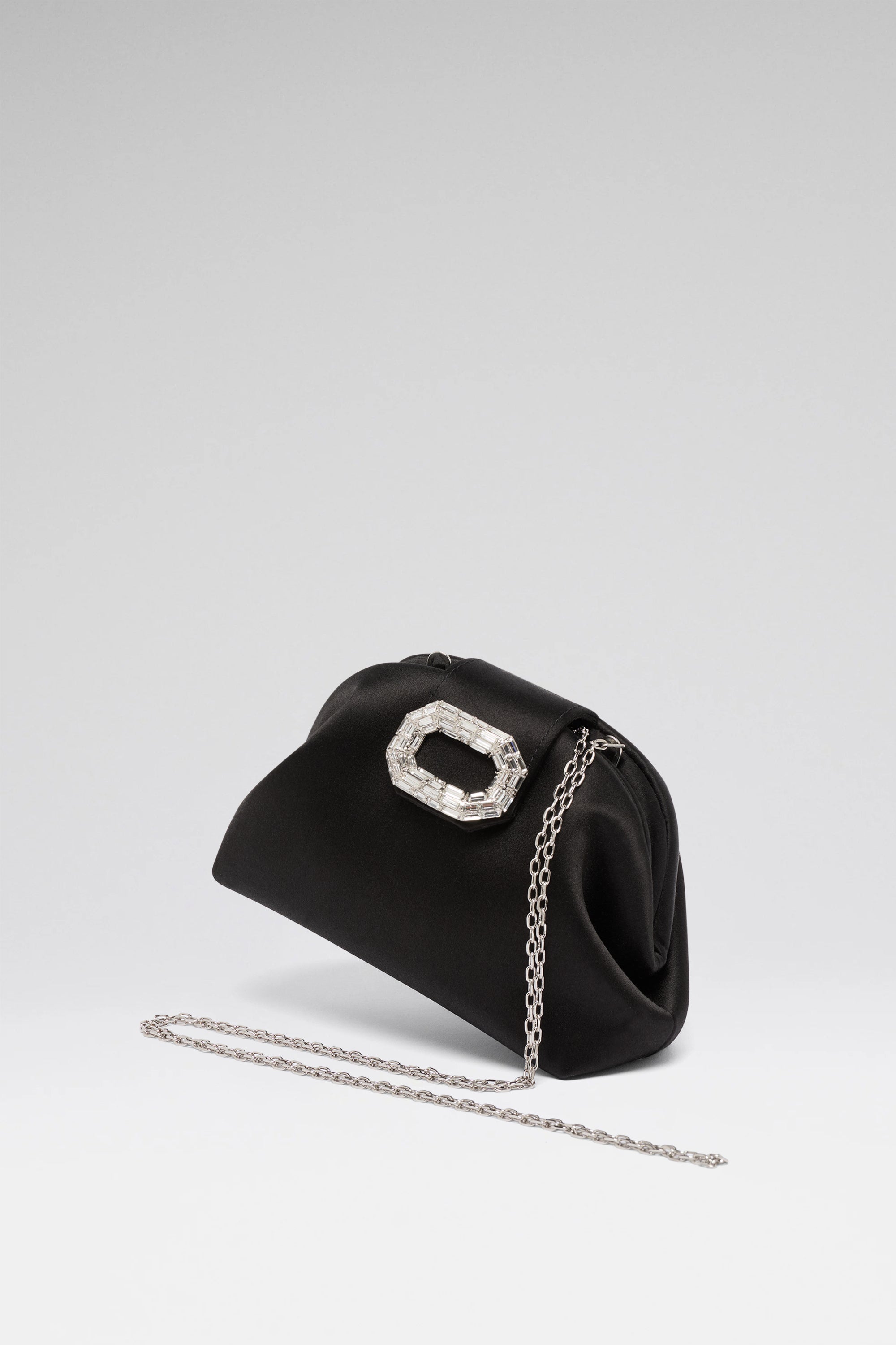 Camelia Micro Bag Black Satin | Amina Muaddi Luxury Bag For Women