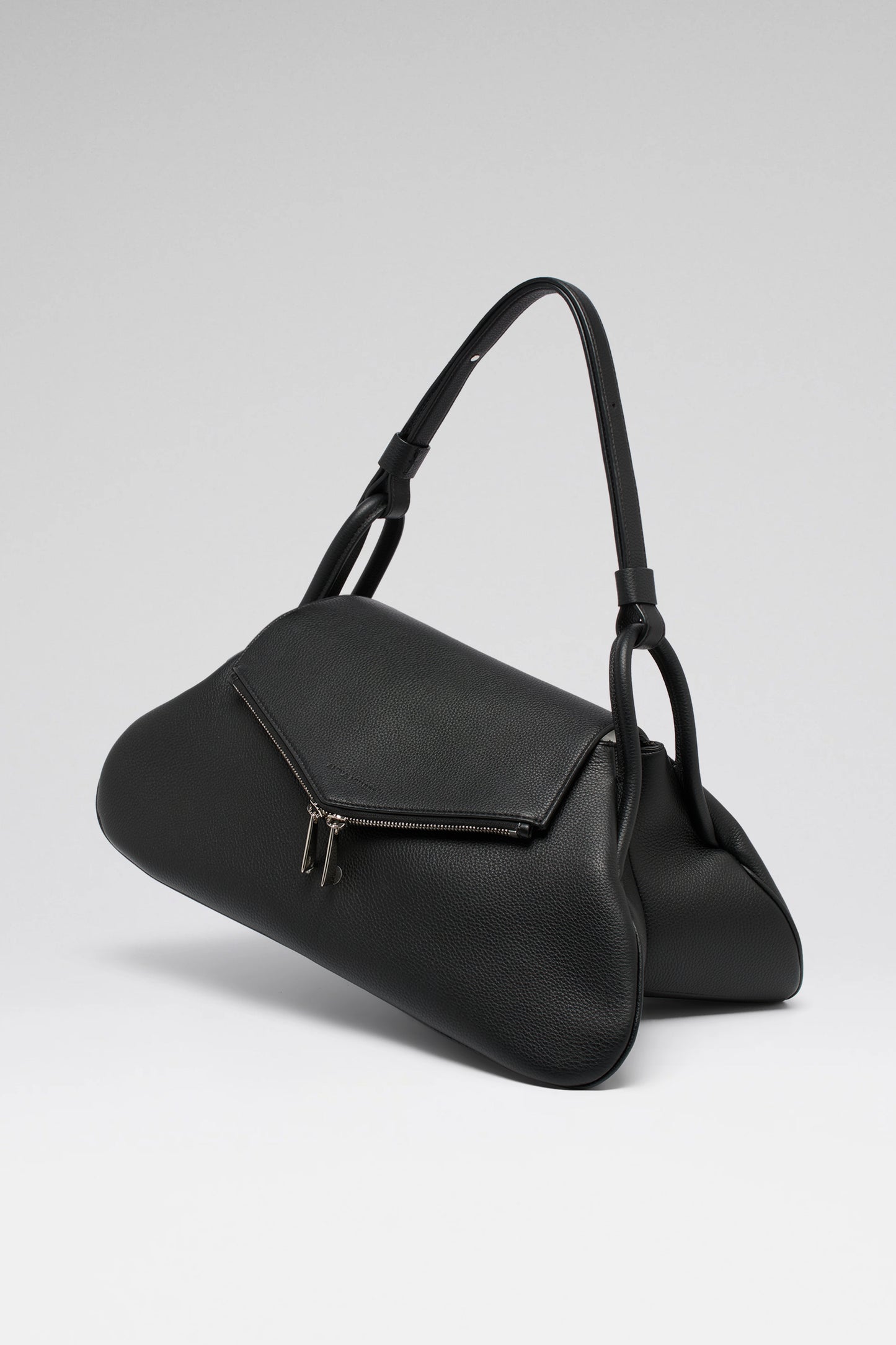 Gemini Large Bag Black Grainy Leather