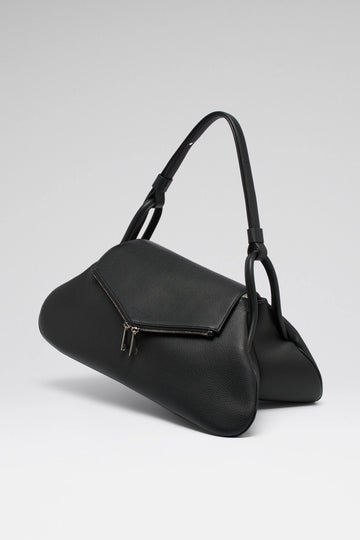 Gemini Large Bag Black Grainy Leather