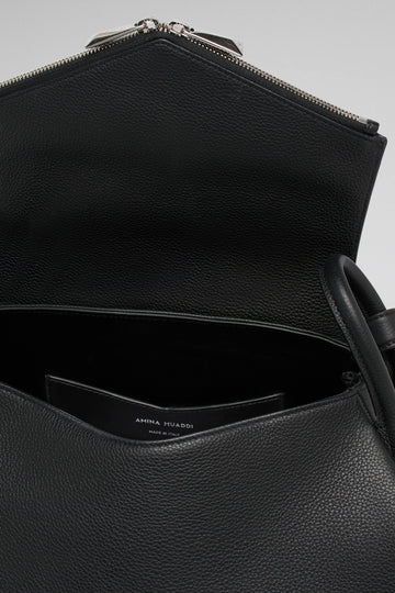 Gemini Large Bag Black Grainy Leather