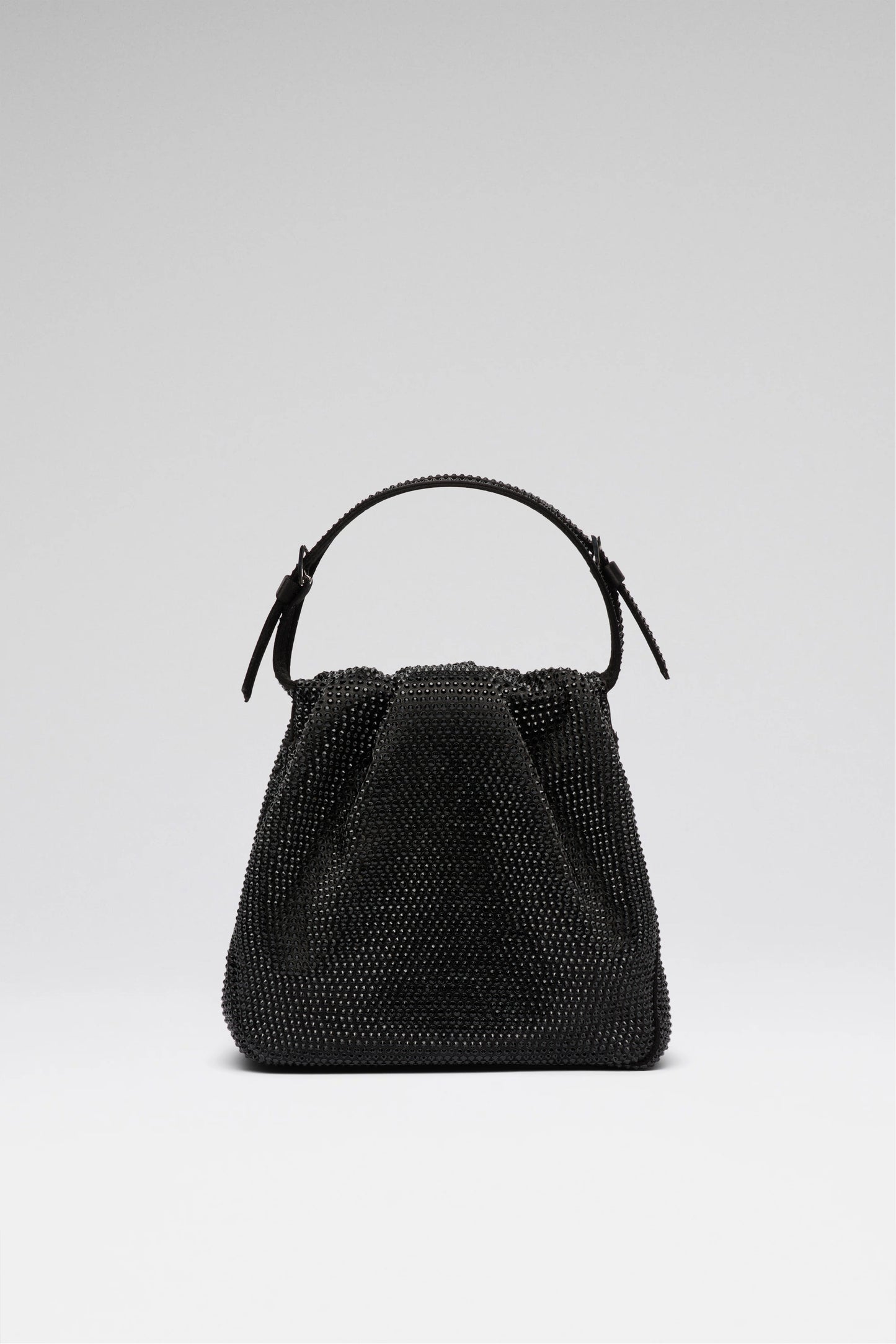 Vittoria Full Crystal Bag Black Satin And Jet Black Crystals