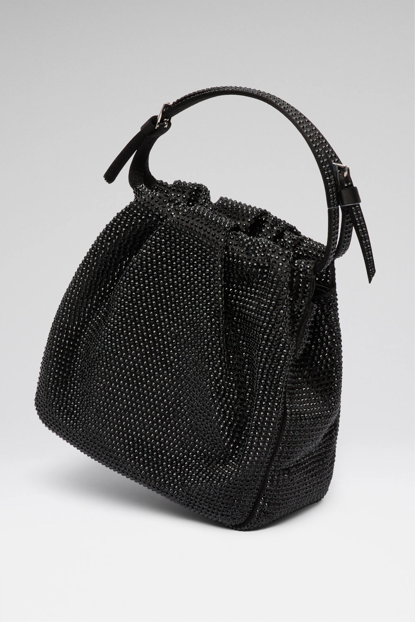 Vittoria Full Crystal Bag Black Satin And Jet Black Crystals