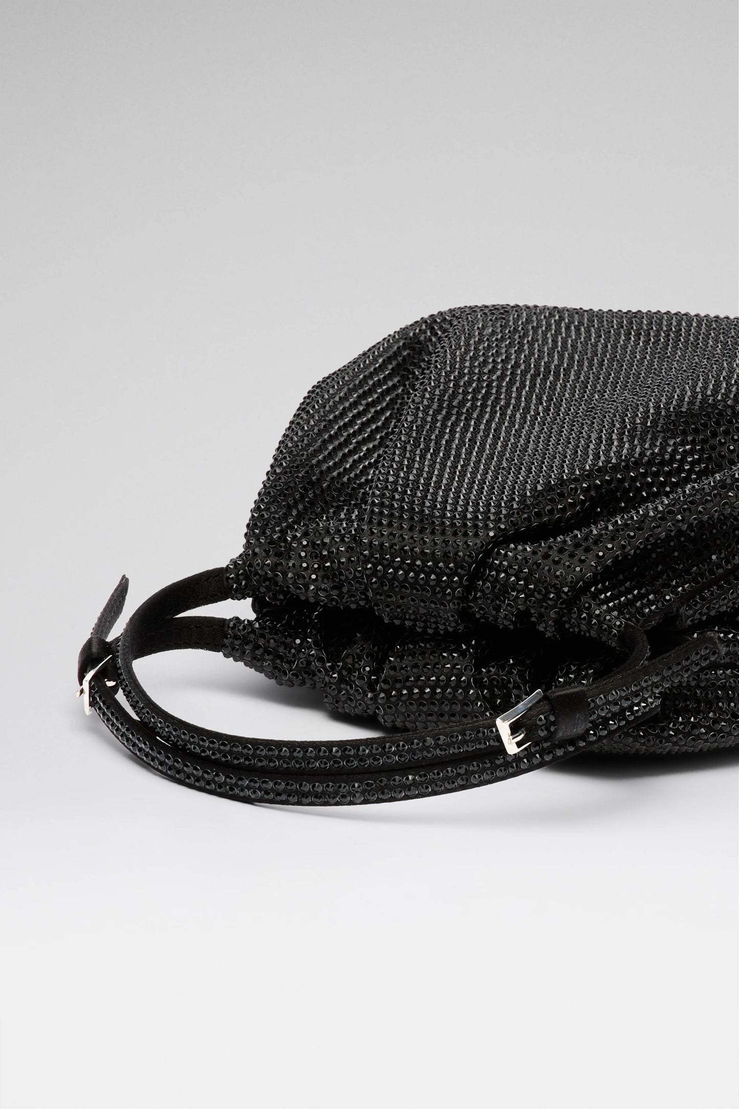 Vittoria Full Crystal Bag Black Satin And Jet Black Crystals
