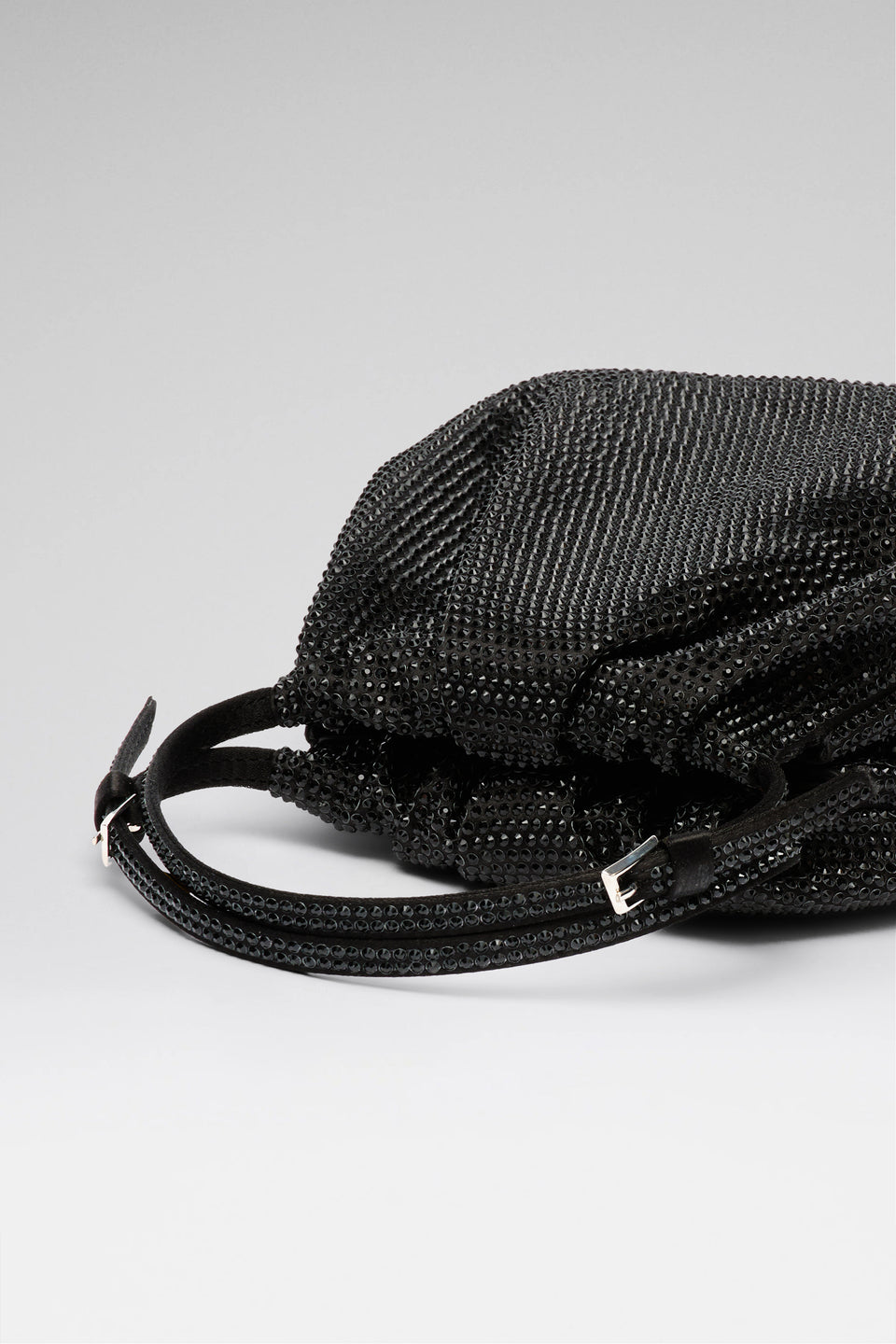 Vittoria Full Crystal Bag Black Satin And Jet Black Crystals