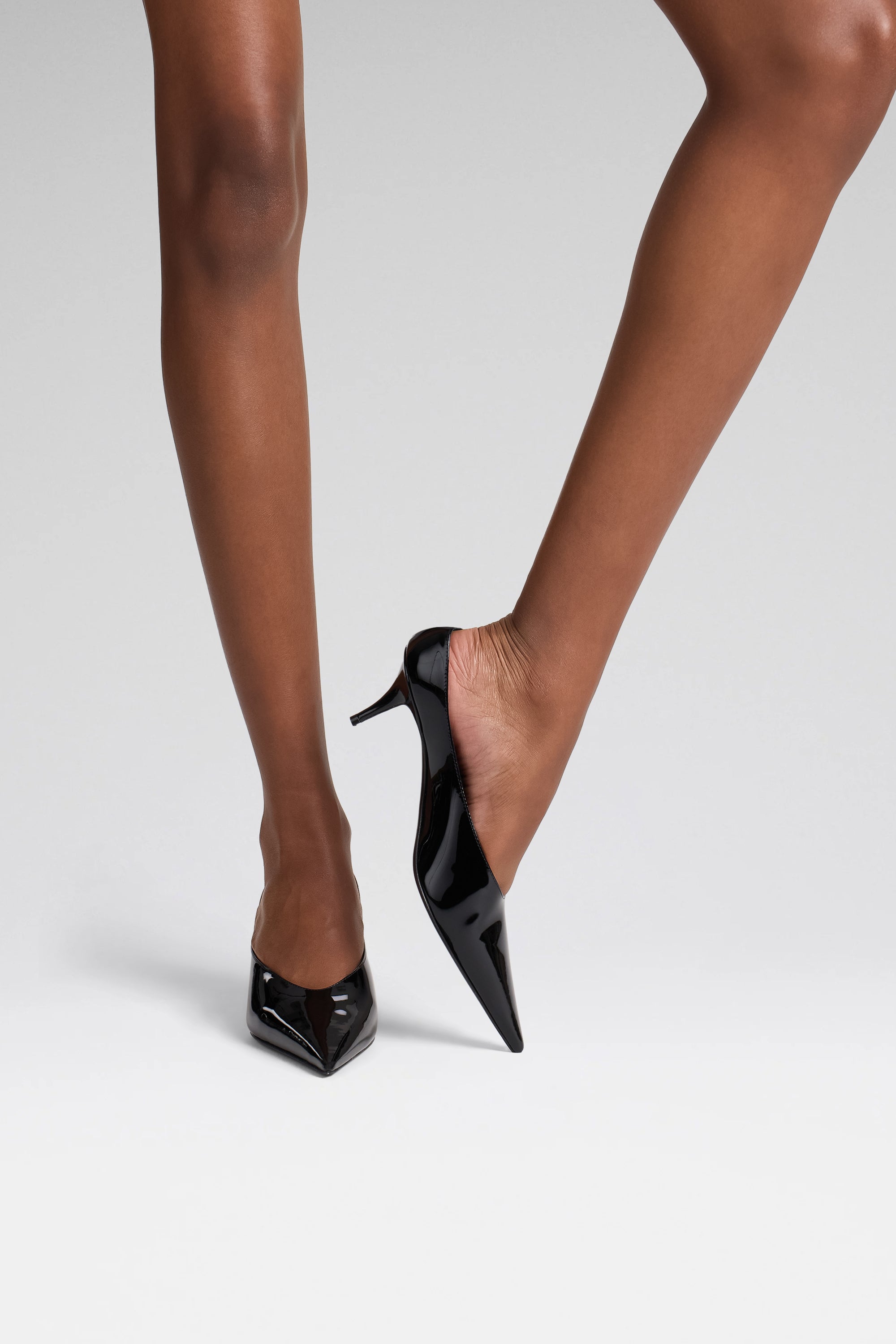 Anok 55 Black Patent Mules | Amina Muaddi Luxury Shoes For Women