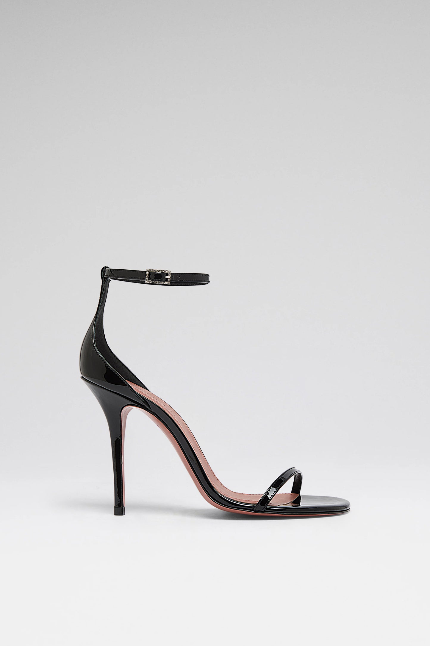 Barbara Sandal 105 Black Patent And White Crystal Buckle