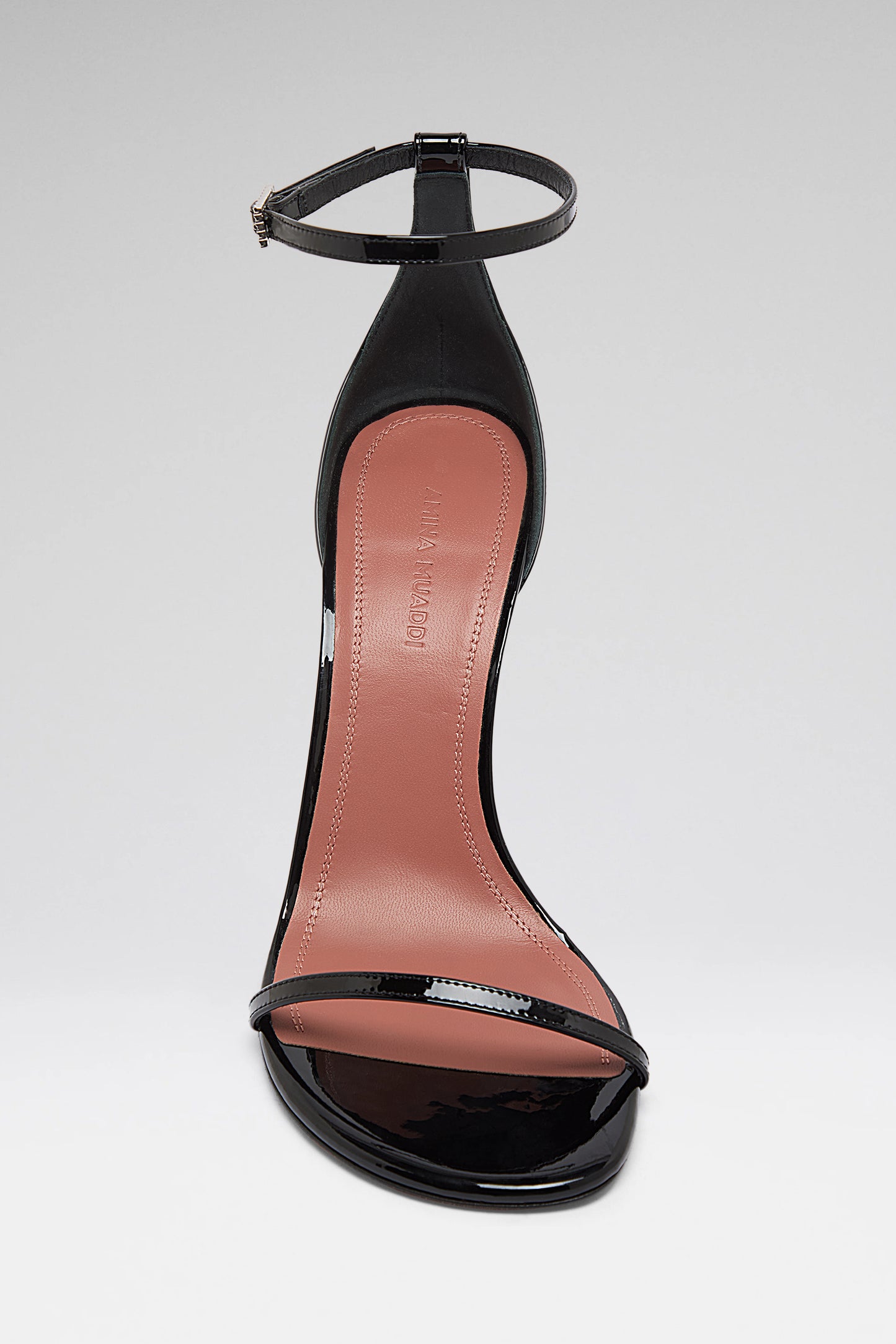 Barbara Sandal 105 Black Patent And White Crystal Buckle