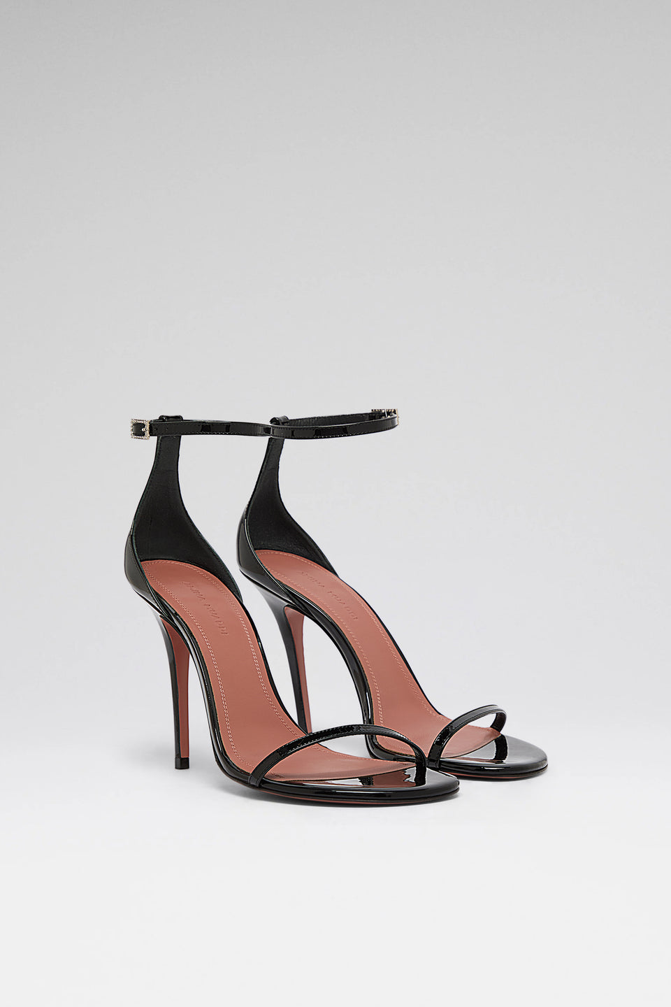 Barbara Sandal 105 Black Patent And White Crystal Buckle