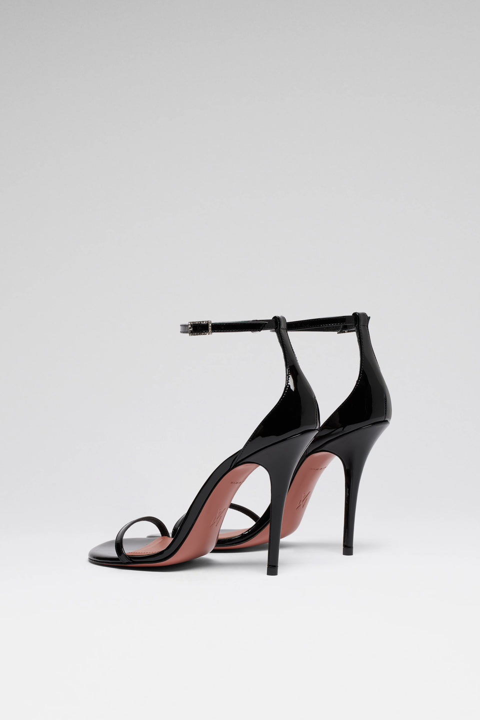 Barbara Sandal 105 Black Patent And White Crystal Buckle