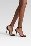 Barbara Sandal 105 Black Patent And White Crystal Buckle