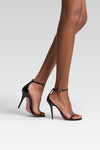Barbara Sandal 105 Black Patent And White Crystal Buckle