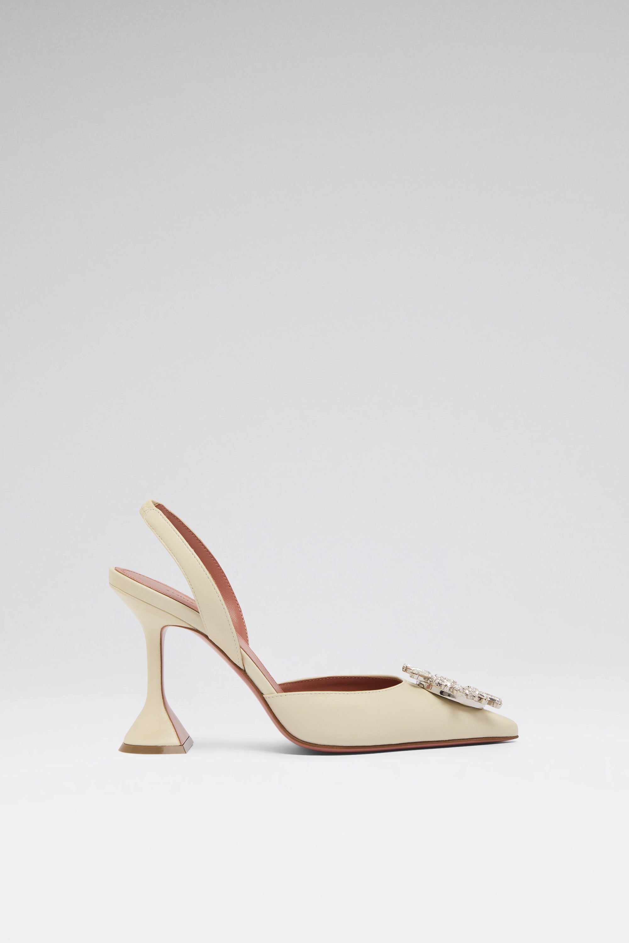 Begum 95 Almond Nappa Slingbacks | Amina Muaddi Luxury Shoes