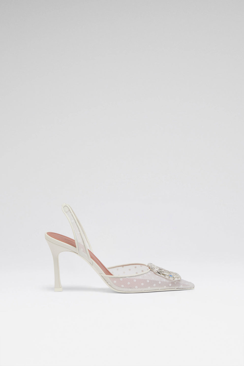 Camelia Sling 90 White Polka-Dot Lace