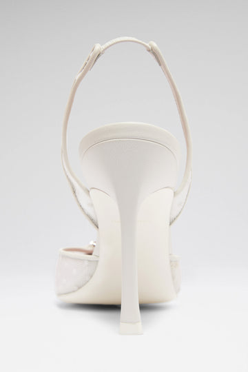 Camelia Sling 90 White Polka-Dot Lace