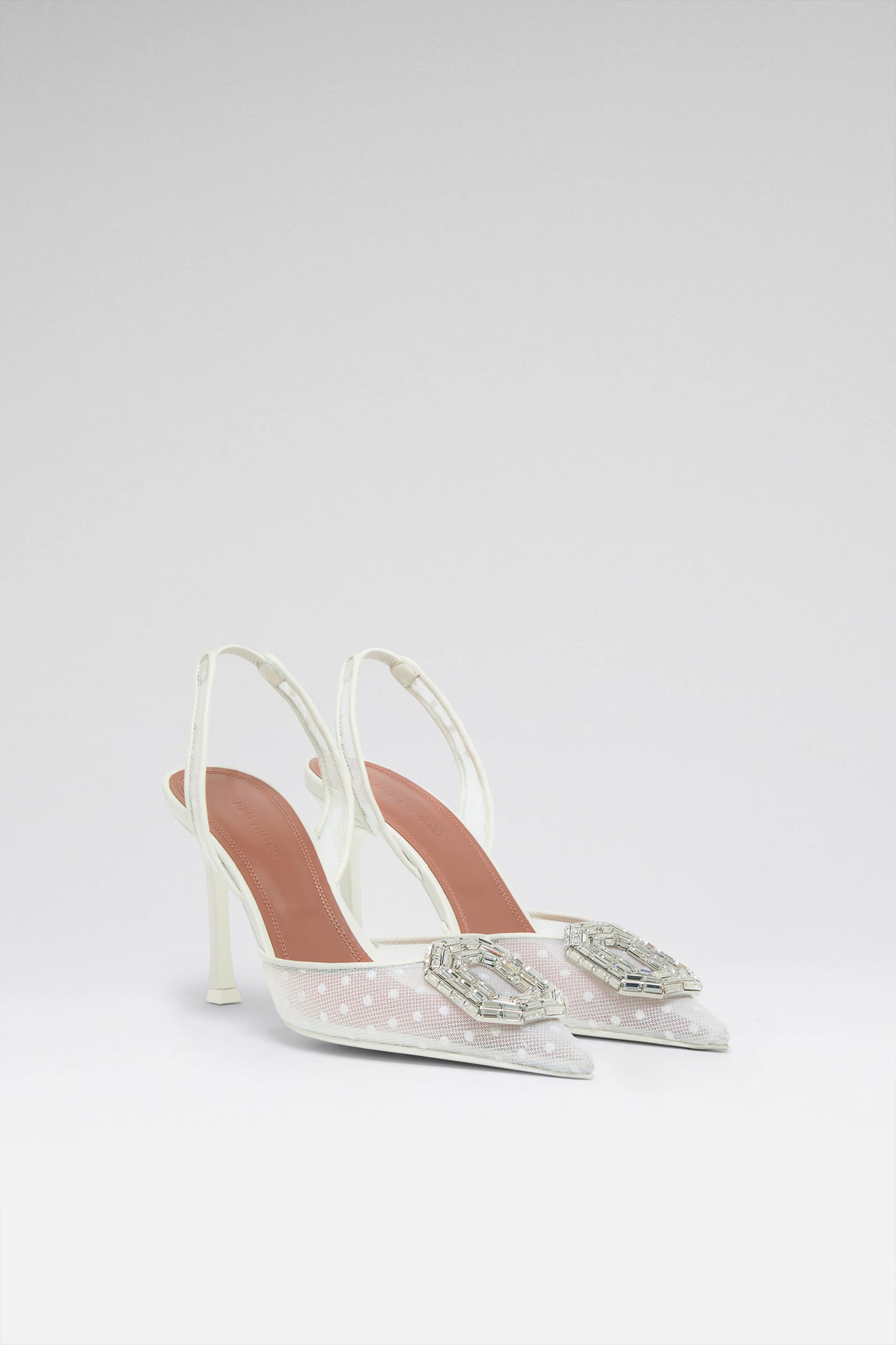 Camelia Sling 90 White Polka-Dot Lace