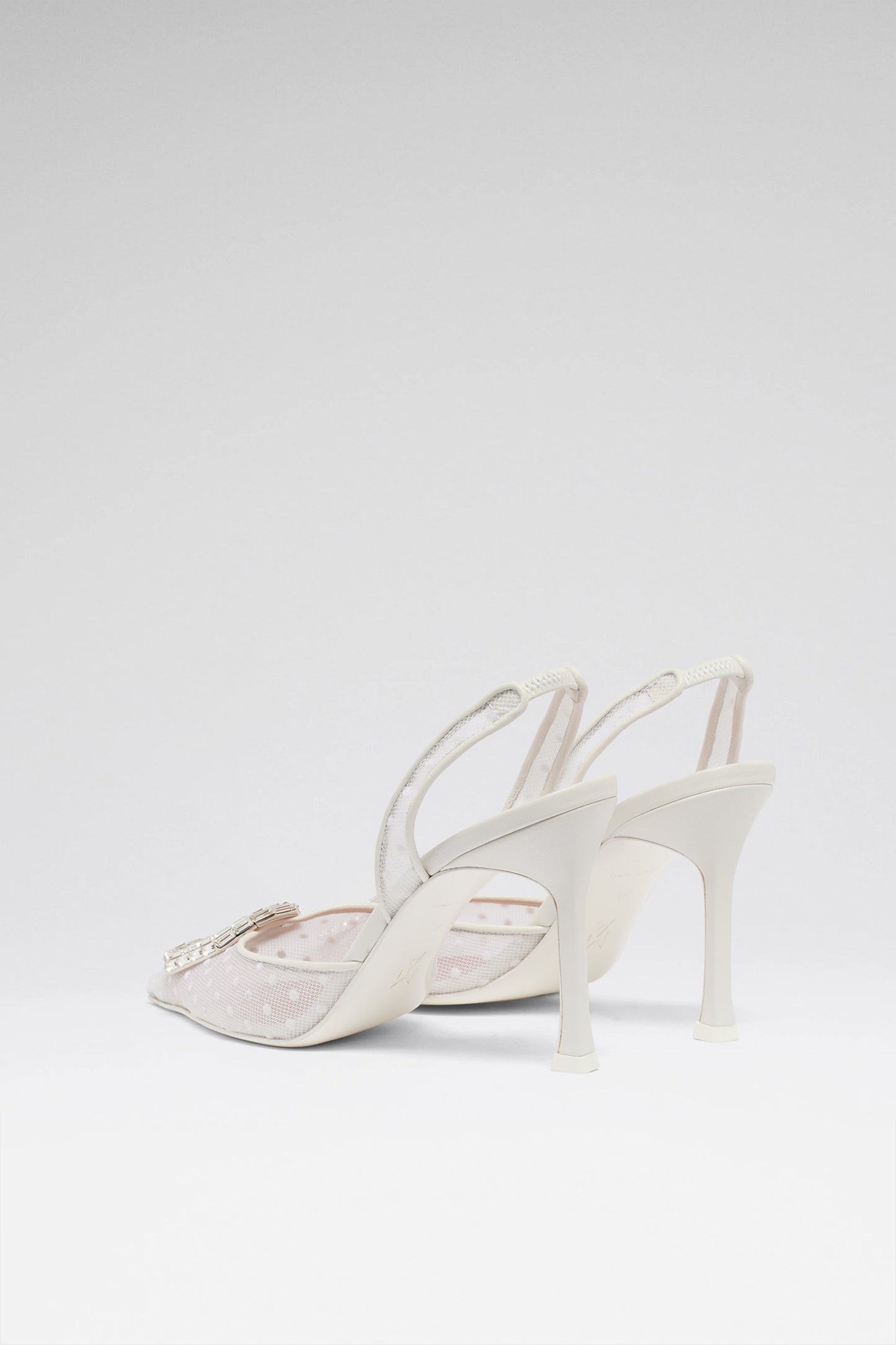 Camelia Sling 90 White Polka-Dot Lace