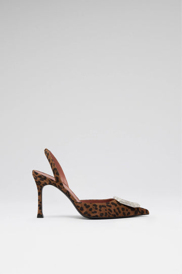 Camelia Sling 90 Leopard Printed Suede