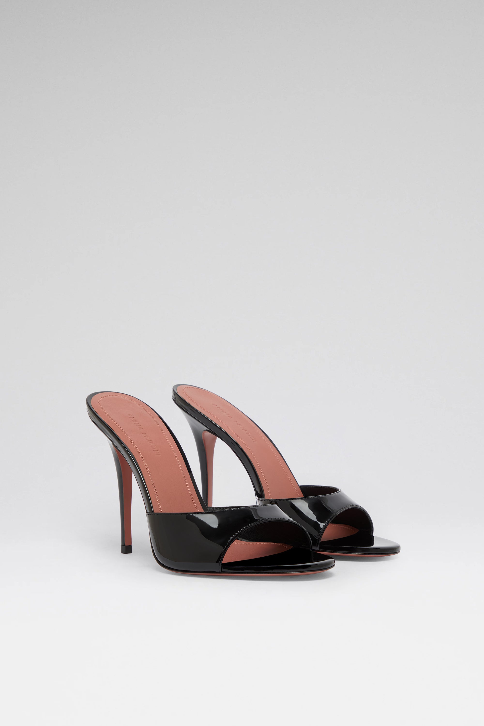 Elodie 105 Black Patent Slippers | Amina Muaddi Luxury Shoes