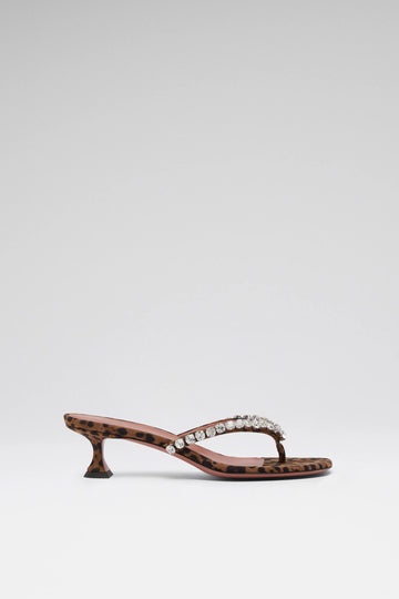 Gigi Thong 45 Leopard Printed Suede And White Crystals