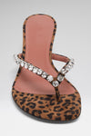Gigi Thong 45 Leopard Printed Suede And White Crystals