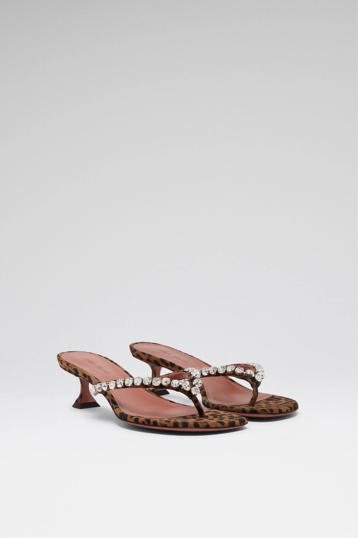 Leopard printed suede and white crystals mules