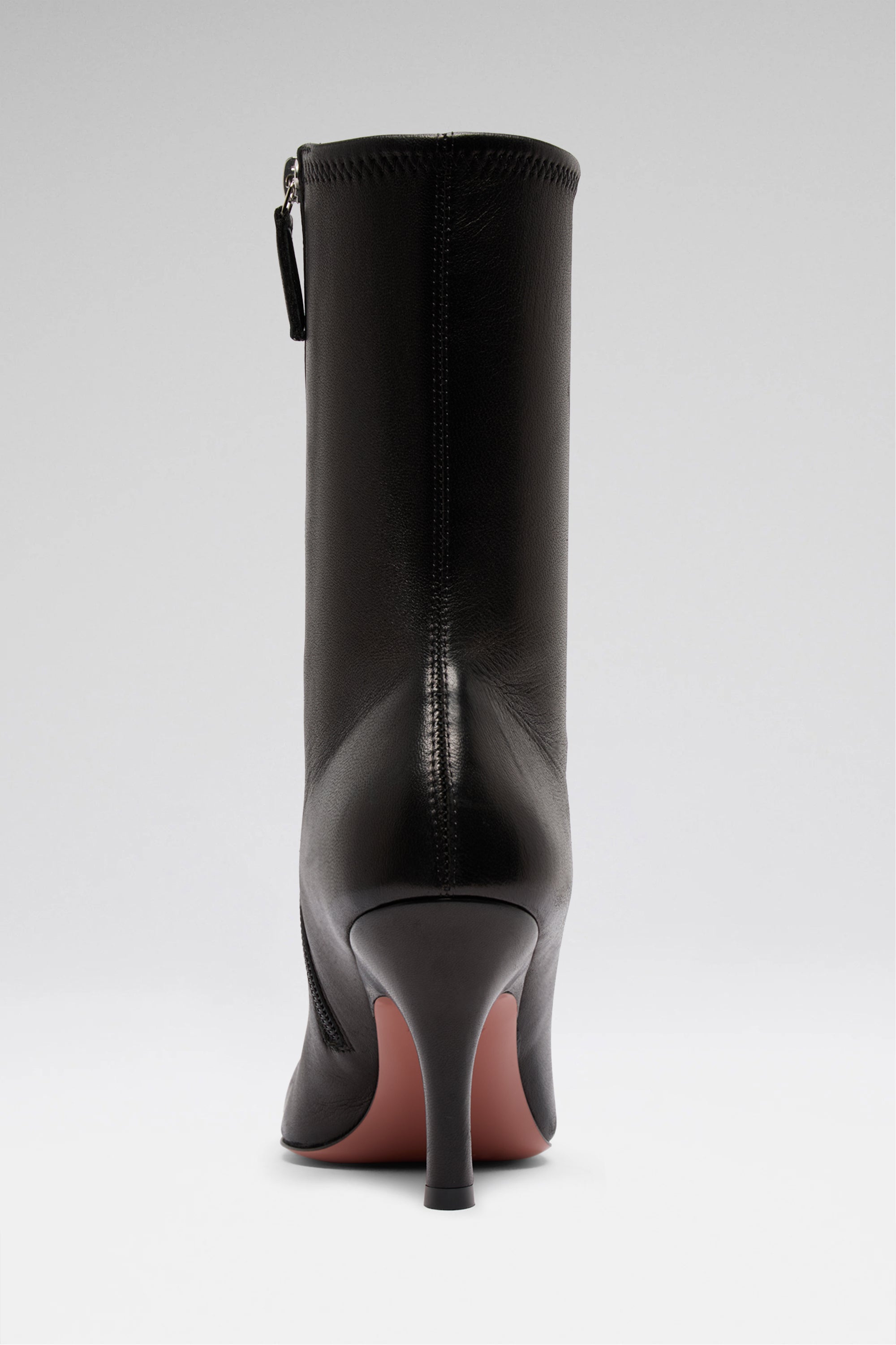 Jamie 80 Black Stretch Nappa Booties | Amina Muaddi Luxury Shoes
