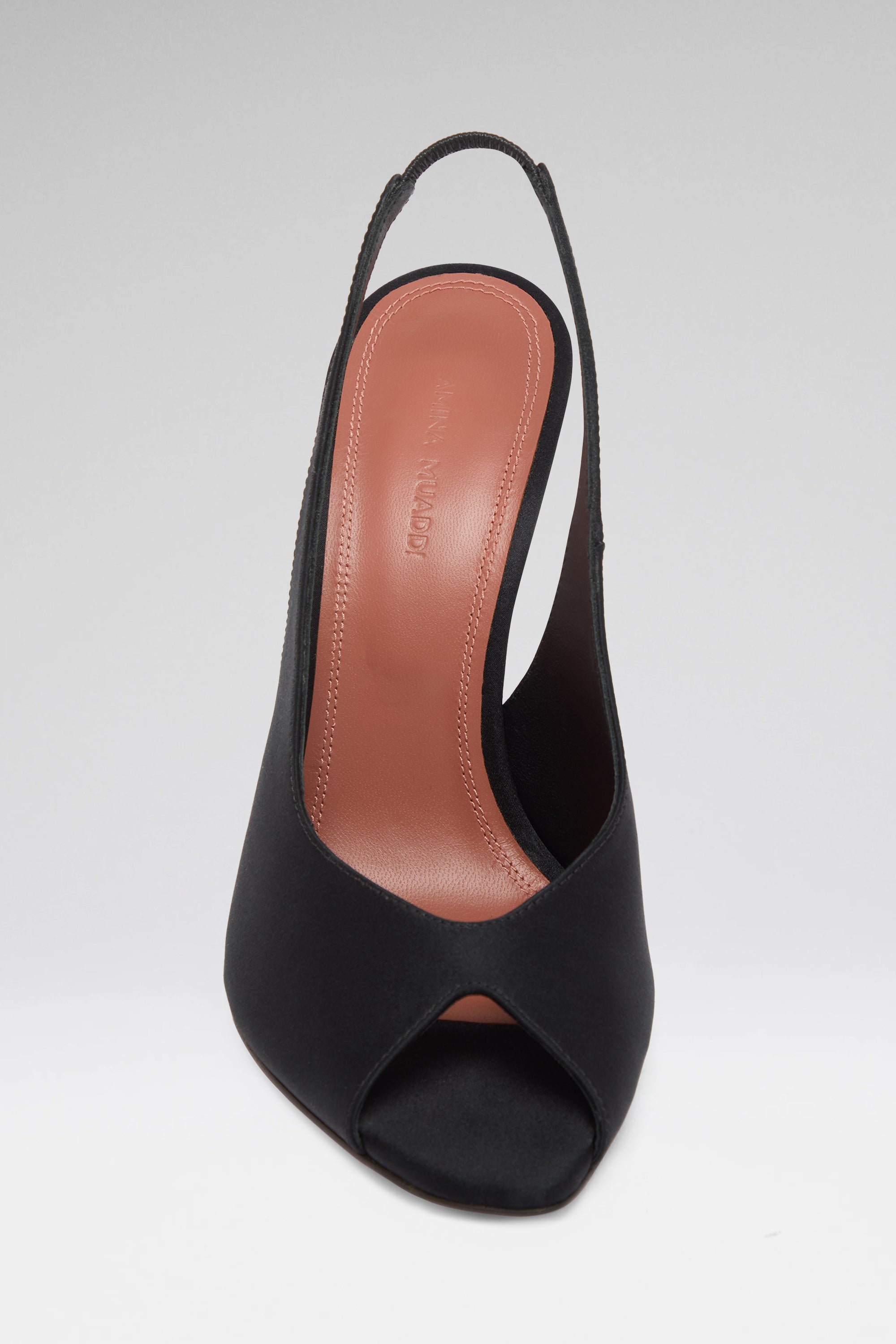 Kristina Slingbacks 105 Black Satin | Amina Muaddi Luxury Shoes