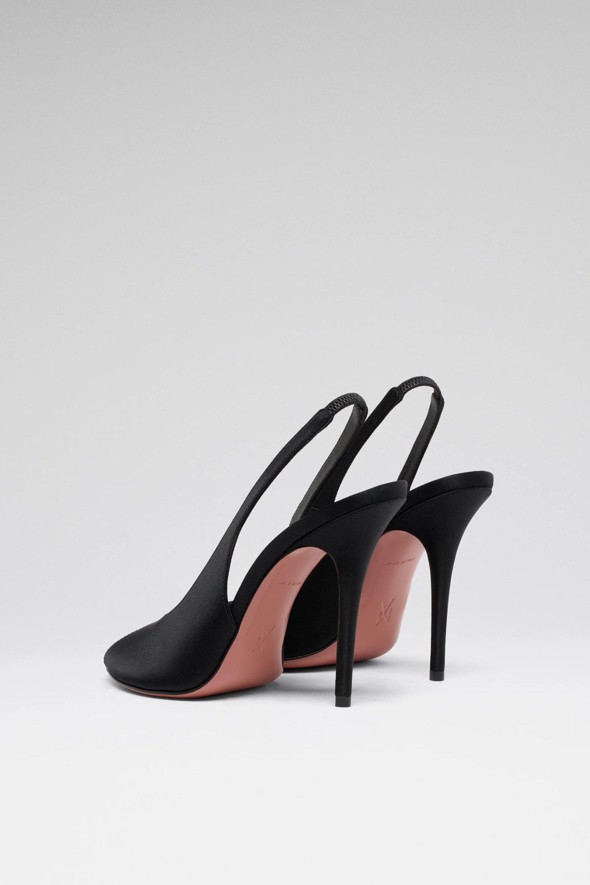 Kristina 105 Black Satin Slingbacks | Amina Muaddi Luxury Shoes