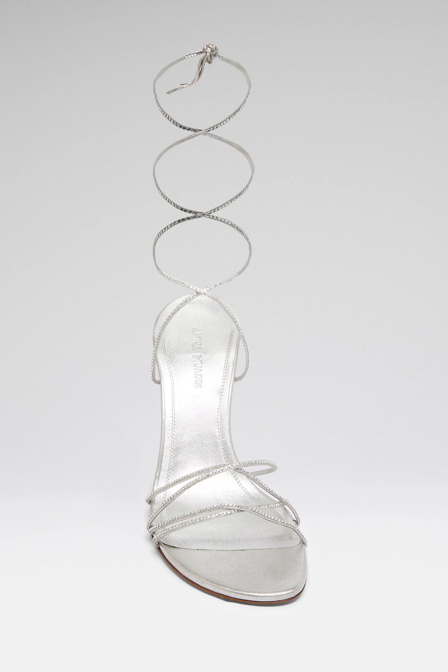 Lori Crystal Lace Up 95 Silver Suede And White Crystals