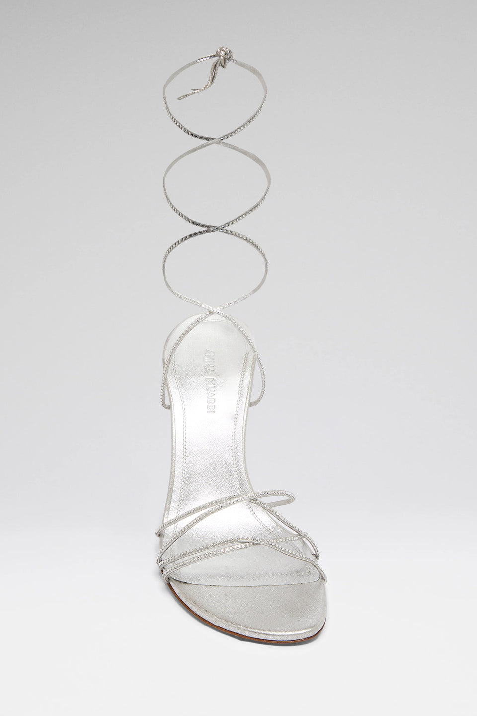 Lori Crystal Lace Up 95 Silver Suede And White Crystals