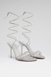 Lori Crystal Lace Up 95 Silver Suede And White Crystals