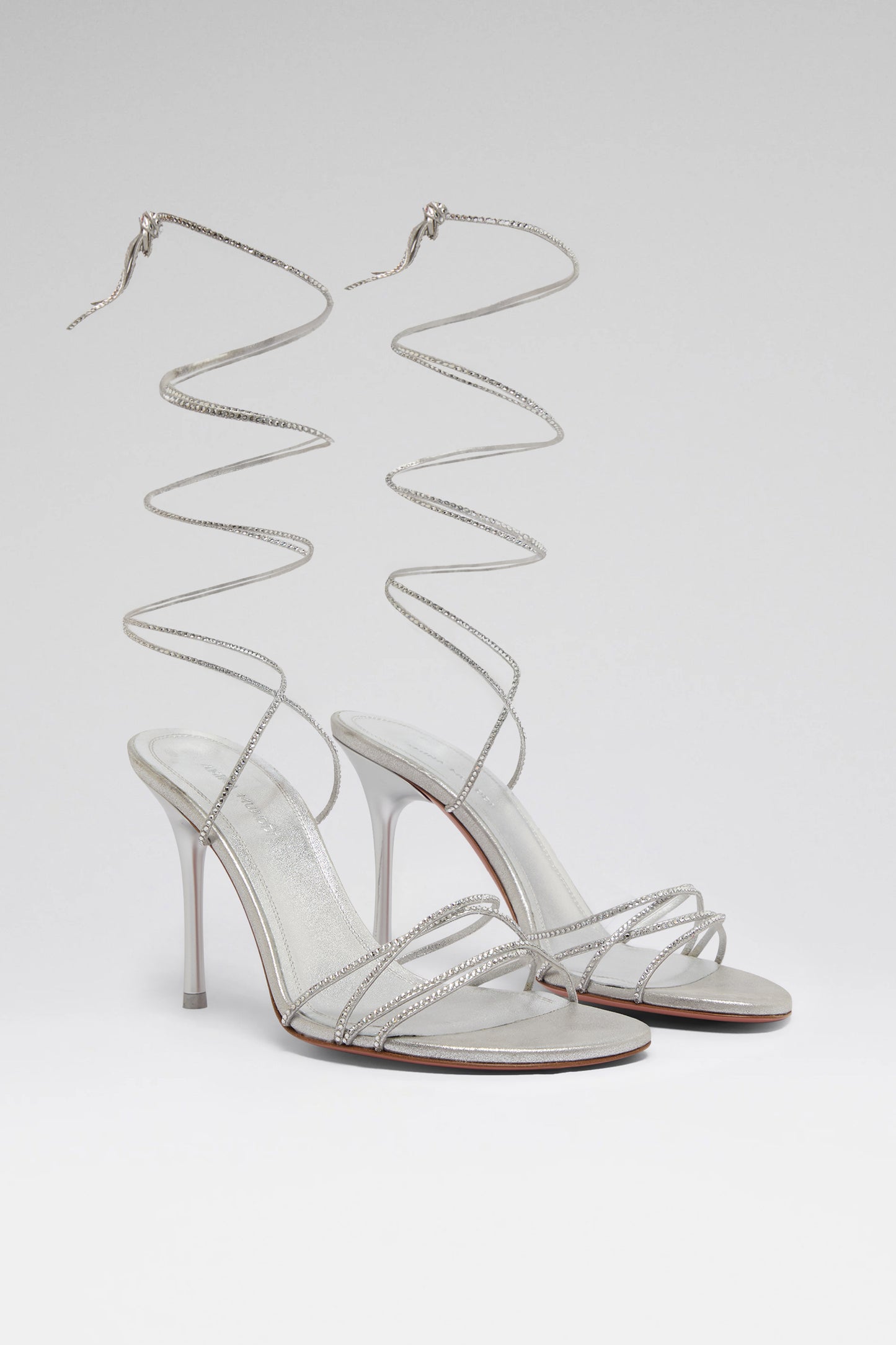 Lori Crystal Lace Up 95 Silver Suede And White Crystals