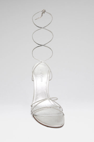 Lori Crystal Lace Up 95 Silver Suede And White Crystals