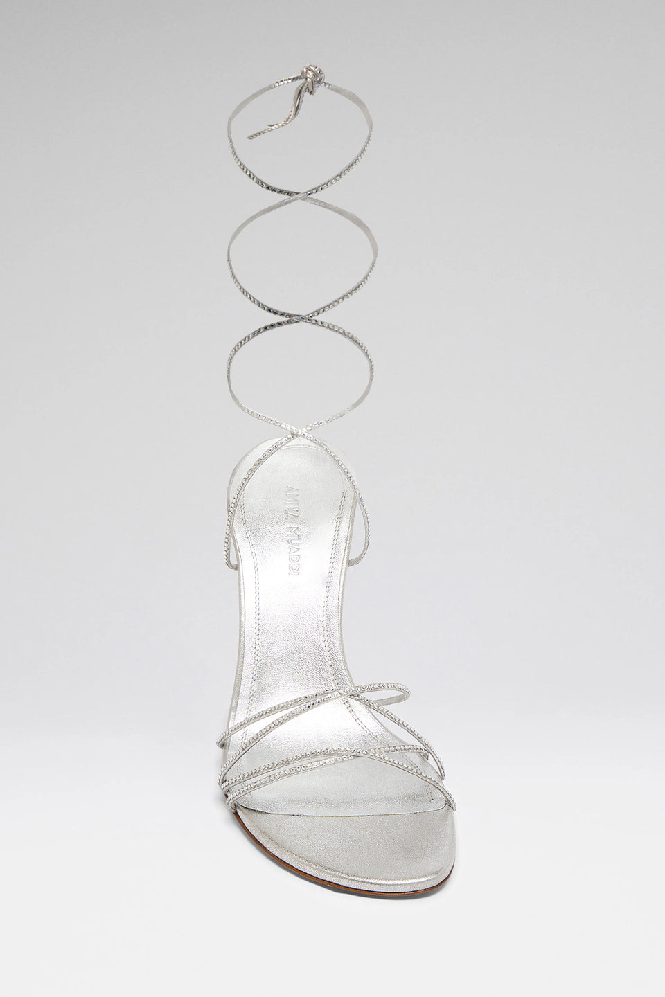 Lori Crystal Lace Up 95 Silver Suede And White Crystals