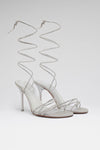 Lori Crystal Lace Up 95 Silver Suede And White Crystals
