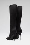 Barbara 105 luxury black satin boots 