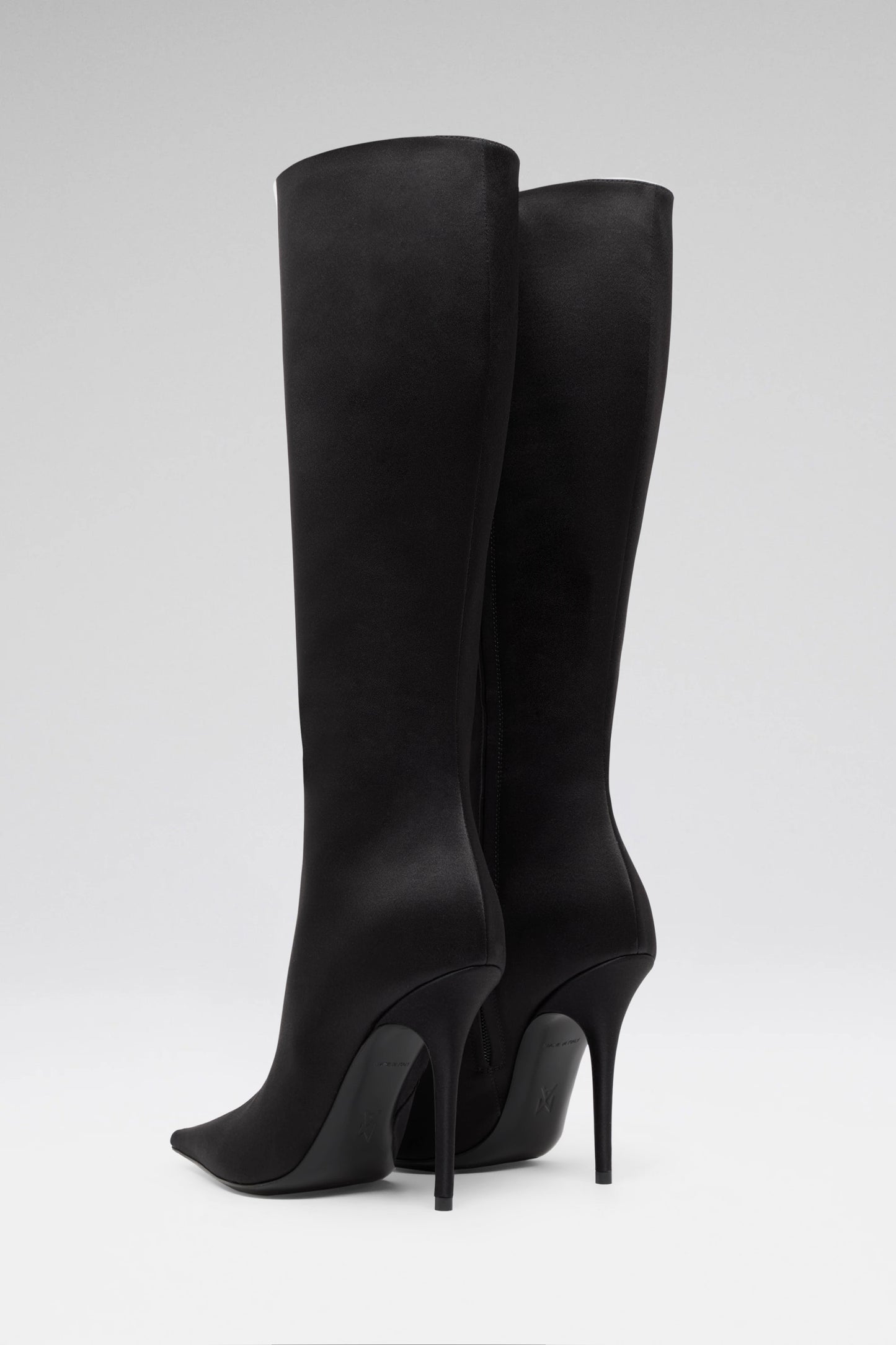 Barbara 105 luxury black satin boots 