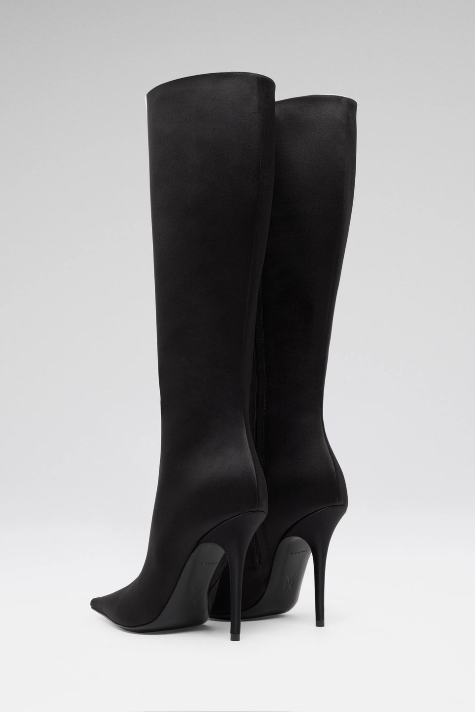 Barbara 105 luxury black satin boots 