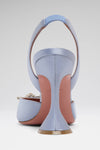 Begum 95 luxury lavender grey satin slingbacks 