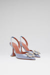 Begum 95 luxury lavender grey satin slingbacks 