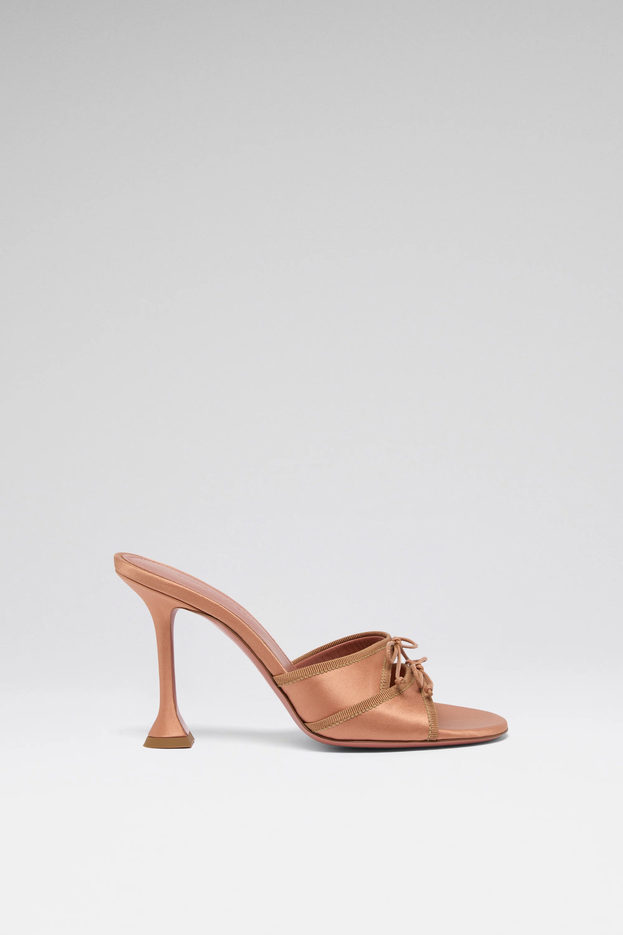 Eleonora 95 Latte Satin Slippers | Amina Muaddi Luxury Shoes For Women