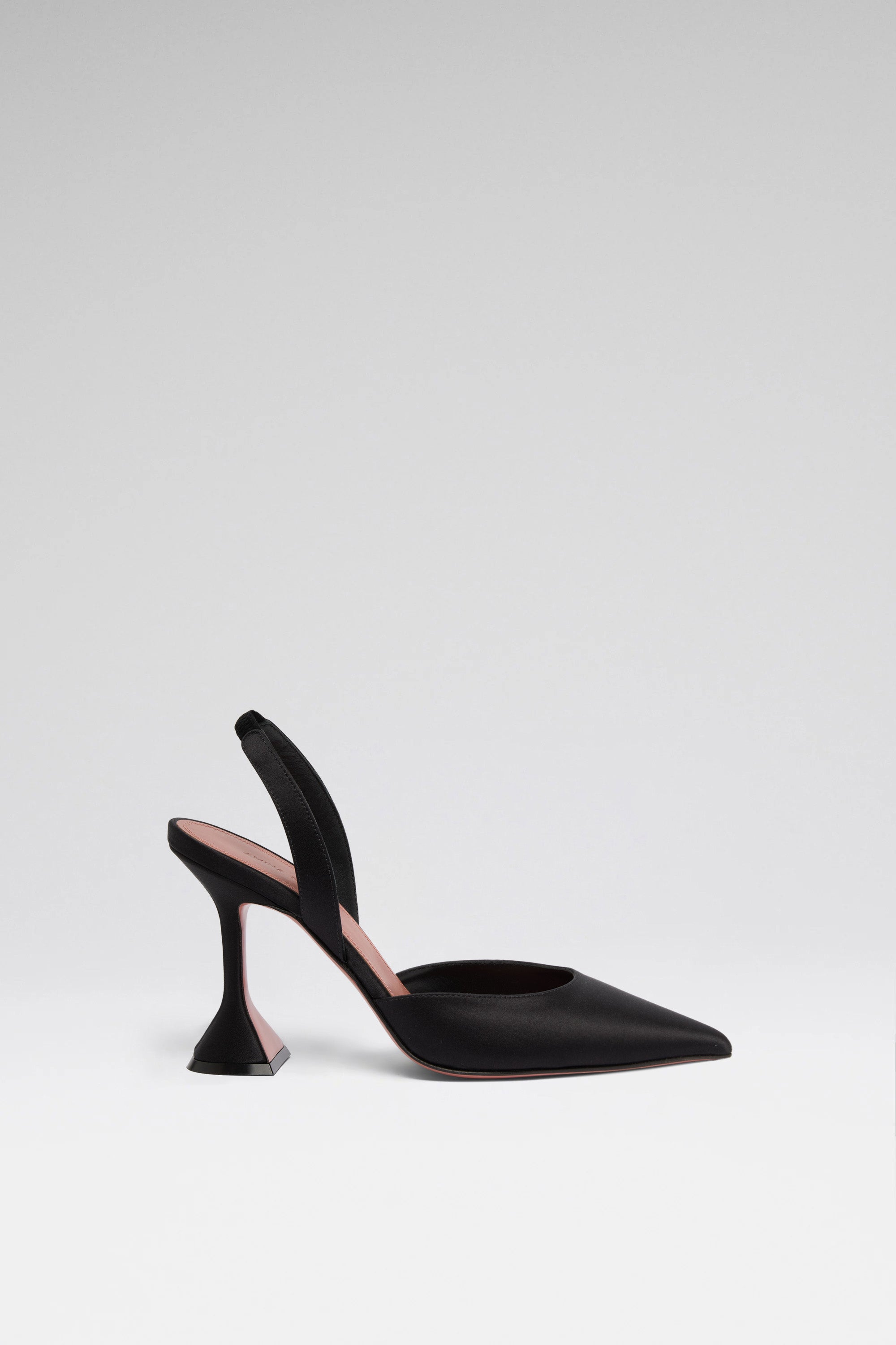 Holli 95 Black Satin Slingbacks | Amina Muaddi Luxury Shoes For Women