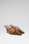 Jamie 80 luxury brown tulle and croc mules 