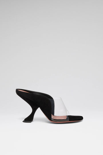 Mackenzie Slipper 90 Black Suede And Transparent Pvc